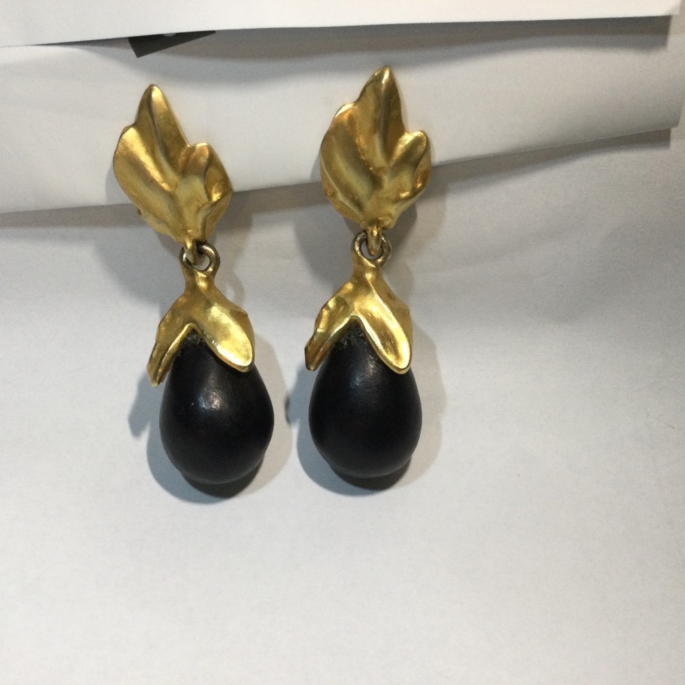 Vintage Karl Lagerfeld Garden Vegetable Collection Eggplant Earrings